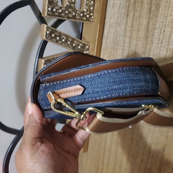 True Religion Women's Denim Saddle Bag with Oversized Horseshoe Logo Crossbody - Picture 9 of 11